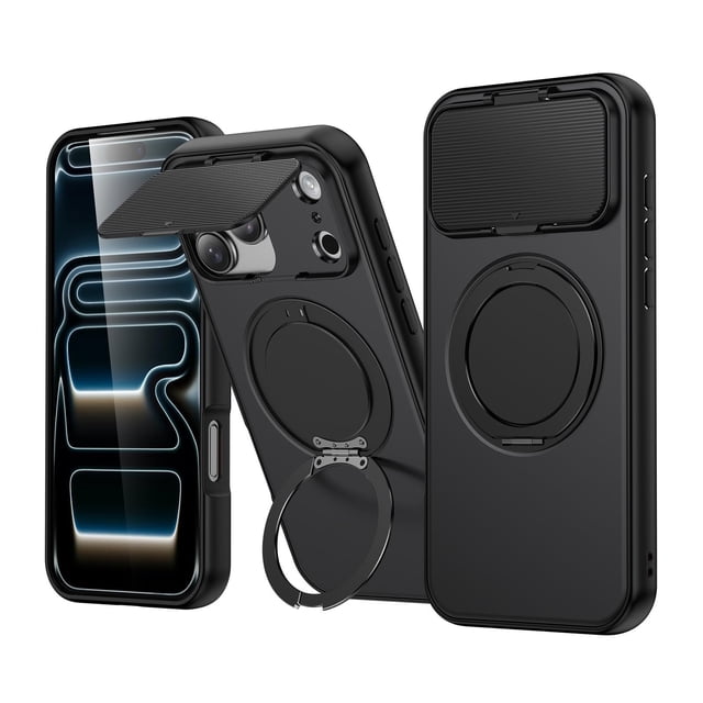 Étui pour iPhone 17 Pro Max/17 Pro/17 Air/17, Étui Magnétique Antichoc avec Support Anneau, Protection pour Objectif