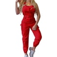 thumbnail image 1 of CNKOO Salopette Décontractée Extensible Ajustable pour Femmes, Col Carré, Pantalon Long avec Poches, Jaune 2TG, 1 of 8
