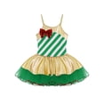 thumbnail image 3 of Hansber Justaucorps Robe Tutu de Danse Patinage Artistique à Rayures Canne de Bonbon pour Filles Fête des Fêtes Costume de Noël Vert 12, 3 of 4