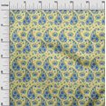 thumbnail image 3 of oneOone Polyester Spandex Medium Yellow Fabric Asian Paisley With Floral Sewing Material Print Fabric By The Yard 56 Inch Wide, 3 of 4