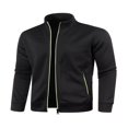 thumbnail image 3 of Men Zip Up Knit Jacket Casual Loose Stand Collar Long Sleeve Jacket, 3 of 6