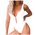 thumbnail image 2 of UPPADA Women's One Piece Swimsuit Cute Floral Front Swimwear Boat Neck Spaghetti Straps Bathing Suit Tummy Control High Cut Ruched Swimsuit Modest Vintage Bathing Suit Clearance White,S, 2 of 6