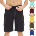 thumbnail image 1 of BADHUB Shorts Cargo à Cordon pour Hommes Taille Élastique Extensible Shorts de Travail Décontractés Ripstop Couleur Unie Shorts de Randonnée Jaune 30, 1 of 7