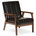 thumbnail image 1 of Baxton Studio Nikko Fauteuil d'Appoint en Similicuir Noir et Noyer, 1 of 6