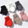 thumbnail image 3 of Children Kid Autumn Winter Warm Mittens Solid Color Full Finger Plush Gloves, 3 of 10