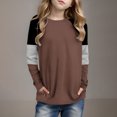 thumbnail image 2 of Posijego Girls Striped Long Sleeve Shirts Kids Round Neck Color Block Tunic Tops Spring T-Shirts Size 4-14 Years, 2 of 6