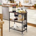 thumbnail image 2 of Giantex 3 Tier Kitchen Bake's Rack, Rolling Microwave Cart, Industrial Bar Service Stand w/Hooks, Kitchen Cart on Lockable Universal Wheels, 2 of 8