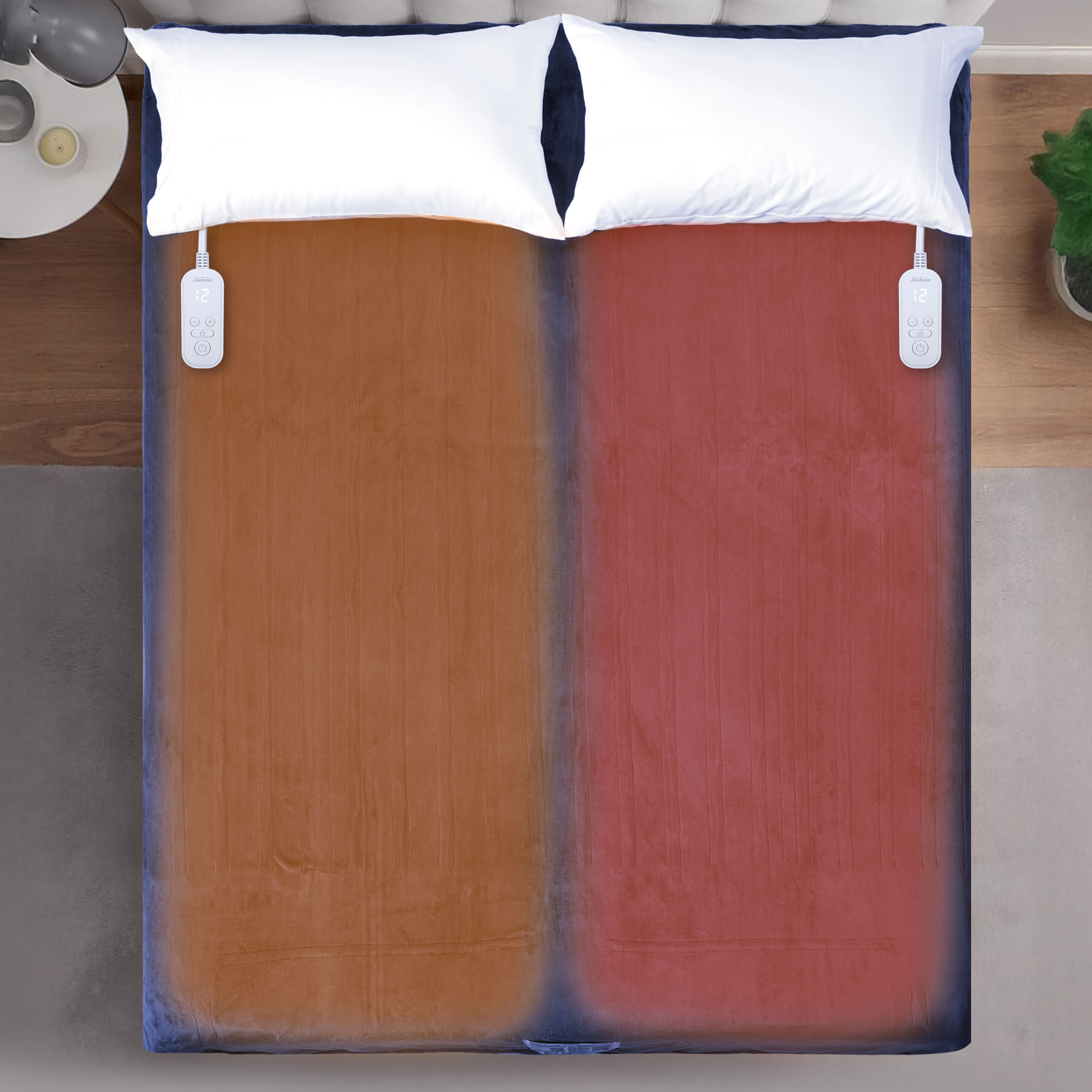 Sunbeam Heated Big Blue Blanket Velvet 12 Heat Settings Full/Queen 90x84