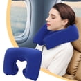 thumbnail image 1 of Cagogo Inflatable Travel Neck Pillow, Cervical Support Pillow PVC Flocked U-Shaped Cushion, Portable Inflatable Neck Pillow for Airplane Travel, Long Car Rides, Office Naps, Home Use, Camping and, 1 of 6