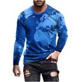thumbnail image 2 of TIMIFIS Chemises pour Hommes Chemises à Manches Longues T-Shirt à Imprimé Graphique T-Shirt Décontracté à Col Rond Chandail Molletonné Haut-Bleu Foncé Automne, 2 of 5
