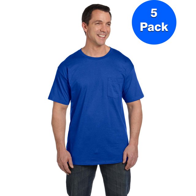 Hanes Men's Beefy-T with Pocket - 5190P (Pack Of 5)