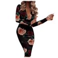 thumbnail image 1 of Ketyyh-chn99 Robes Formelles pour Femmes Robes de Soirée pour Mariage à Fleurs à Manches Mi-Longues Élégantes Robes de Soirée Formelles pour Cocktail Robe Maxi Rose,TG, 1 of 5