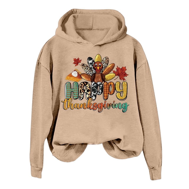 WEAIXIMIUNG Chandails Personnalisés pour Femmes Image Action de Grâce Sweat à Capuche Imprimé Dinde pour Femmes pour Tenue Décontractée