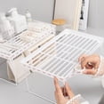 thumbnail image 5 of Expandable Stacking Cabinet Shelf Rack for Kitchen and Pantry | Folding Stackable Counter Organizer for Plates Cups Dishes and More in White, 5 of 5