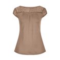 thumbnail image 5 of Mikilon Ensemble Élégant pour Femmes 2 Pcs Haut à Manches Courtes Imprimé Patchwork en Dentelle Col Rond Chic Confortable Ensemble Haut/chemise à Manches Courtes Col Rond Kaki m, 5 of 5