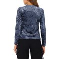 thumbnail image 3 of INSPIRE CHIC T-Shirts en Velours pour Femmes Col Rond Manches Longues Décontracté TP Gris Bleu, 3 of 7