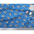 thumbnail image 2 of Soimoi Blue Satin Silk Fabric Bird,Paw & Cocker Spaniel Dog Print Sewing Fabric Yard 42 Inch Wide, 2 of 3