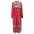 thumbnail image 4 of Women Plus Size V Neck Print Lace Up Long Sleeve Boho Dress Party Maxi Dress, 4 of 6