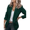 thumbnail image 2 of Innerwin Blazers Solid Color Women Cardigan Jacket Work Shawl Neck Slim Fit Business Jackets Dark Green M, 2 of 7