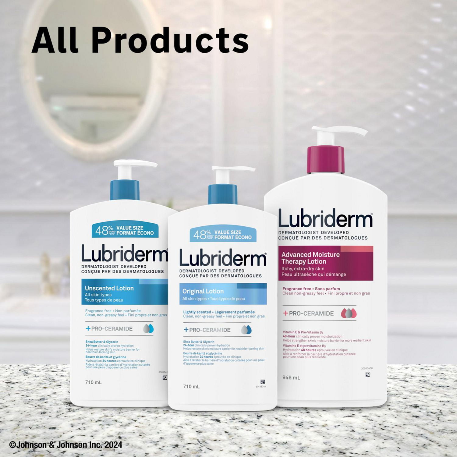 Lubriderm Unscented Lotion, Shea Butter and Glycerin, Dry Skin, Hand, Face Moisturizer, Fragrance Free