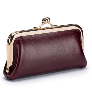 Pochette Vintage en Cuir Ciré Première Couche Porte-Monnaie Mode Portefeuille Rangement Clé Rouge à Lèvres Mini Pochette Exquise pour Femmes