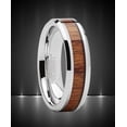 thumbnail image 2 of Tungsten Carbide Wedding Band Ring, Real Koa Wood Inlay Men's 6mm 6, 2 of 5