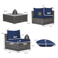 thumbnail image 4 of Costway 7PCS Patio Rattan Furniture Set Sectional Sofa Cushioned Garden Navy, 4 of 9