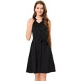 thumbnail image 1 of INSPIRE CHIC Robe Midi d'Été Unie Sans Manches à Col en V pour Femme, Boutonnée devant, Taille à Nouer, Noire, G, 1 of 6