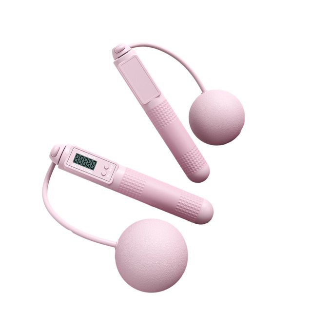 tredstone Corde à Sauter en PVC Portable Remplacement Numérique Corde à Sauter Solide Couleur Intérieur Extérieur Bouton de Contrôle Ergonomique Cordes à Sauter Réglables Balle Rose