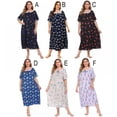 thumbnail image 4 of Chemise de Nuit Douillette à Manches Courtes pour Femmes, Encolure Carrée, Imprimée, Grande Taille, Robes de Maison pour Femmes TG-4TG, 4 of 5