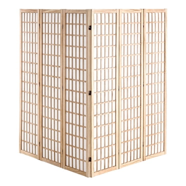 KFFKFF Space Separator, 6-Panel Oriental Style Room Separator, Wooden Foldable Indoor Privacy Barrier, Oriental Style Portable Decorative Panels, Ideal for Home Office, Dining Area & Sleeping Quarters