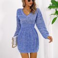 thumbnail image 5 of Yuyuzo Robe Pull Mode Femme Col en V Tricot Torsadé Manches Longues Lanterne Pull, 5 of 5