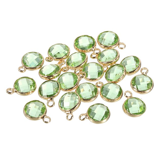 Unique Bargains Crystal Birthstone Charm, August Pendants Drop Bead Light Green, for Jewelry Making, 20 Pack