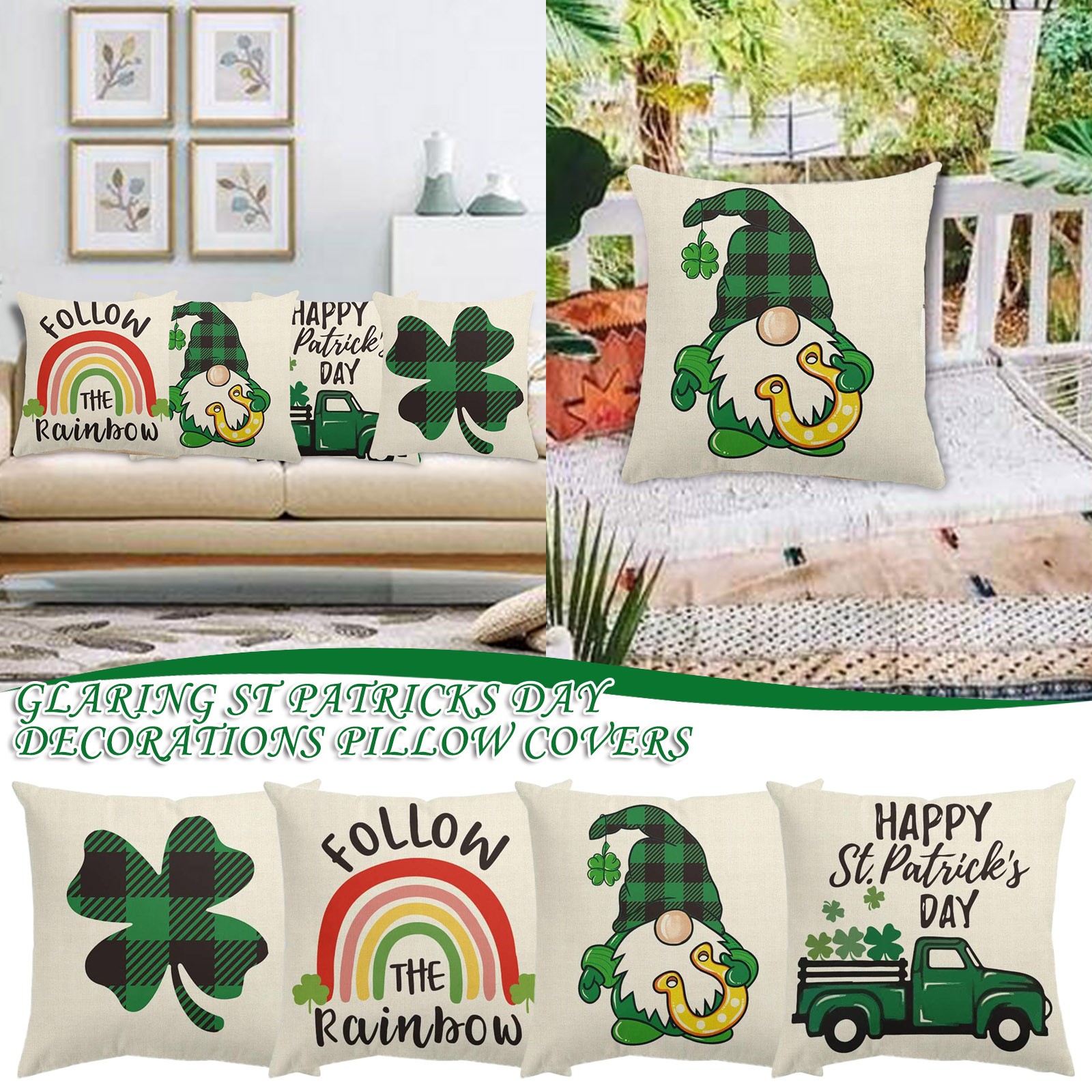 Jusqu'à 65 % de Réduction SMihono Décorations de la Saint-Patrick Housses de Coussin 18x18 Ensemble de 4 pour Irlandais
