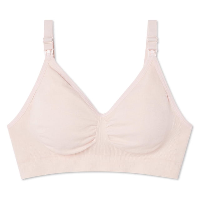 George Soutien-gorge d'Allaitement Sans Coutures pour Maternité, Rose Pâle, avec Tricot Extensible Sans Coutures, Bretelles Ajustables, Bonnets Rabattables pour un Allaitement Facile, inserts Amovibles et Fermeture à Agrafes pour le Soutien et le Confort en Maternité.