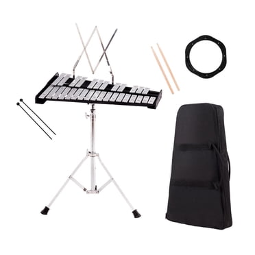 Costway Percussion Glockenspiel Bell Kit 30 Notes w/ Practice Pad Mallets Sticks Stand