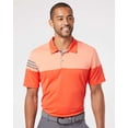 thumbnail image 1 of Adidas Mens Heathered 3-Stripes Colorblock Polo, S, Blaze OrangeVista Grey, 1 of 4