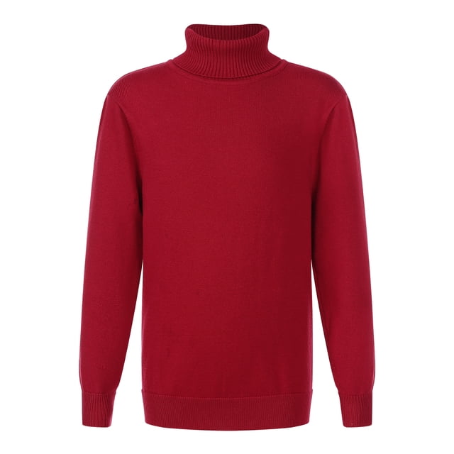 RUNQHUI Enfants Garçons Filles Hiver Chaud Côtelé Col Roulé Manches Longues Chandail Tricoté Chandail Hauts Blouse Rouge 110