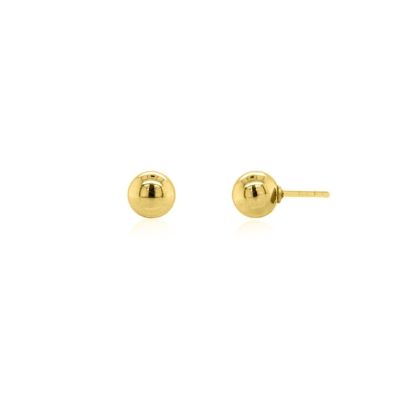 Mercie Sterling Silver Gold Vermeil Gold 6 mm Ball Stud Earrings, Classic Everyday Jewellery for Women