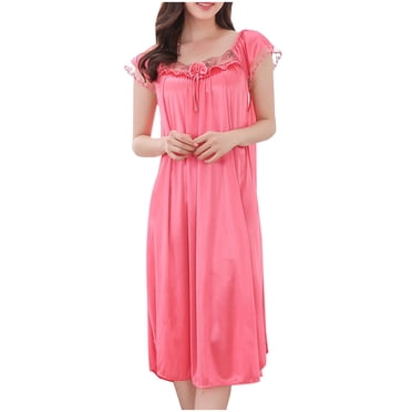 yillto Nuisettes Satinées et Soyeuses pour Femmes à Manches Courtes Longue Nuisette Ample Vêtements de Nuit Vêtements de Détente Robe de Nuit
