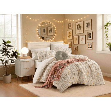 Mainstays Ensemble de housse de couette à motif floral multicolore Double/Grand lit, 3 pièces, Multicolore, Adulte