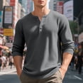 thumbnail image 3 of fatyb Casual Shirts for Men Long Sleeve Tshirts Button Pullover Solid Color Mens Lightweight Tee Tops, 3 of 7
