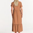 thumbnail image 4 of Fshaion Robe d'Été pour Femmes 2024 Grande Taille Décontractée à Manches Courtes Col Ras du Cou Robe Décontractée Fluide à Volants Maxi Robe de Plage avec Poches Liquidation à Moins de 10!, 4 of 5