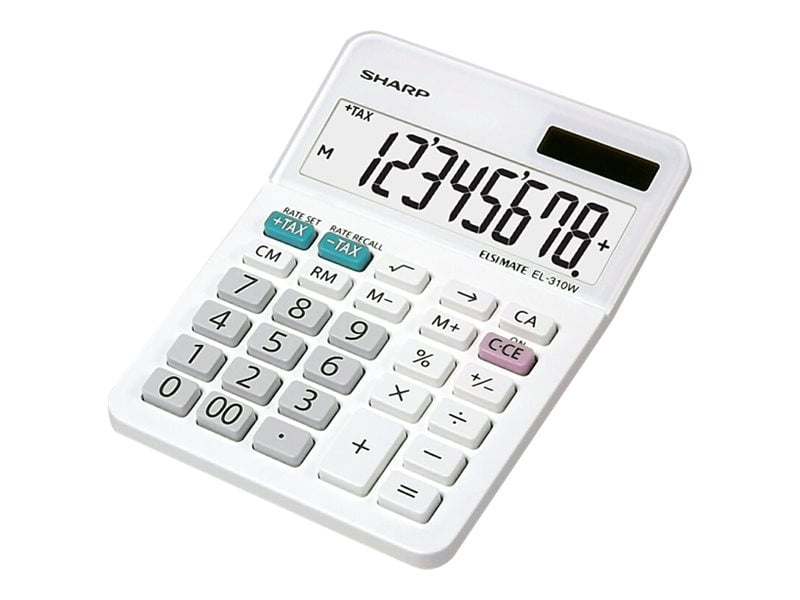Sharp Elsi Mate EL-310WB - Desktop calculator - 8 digits - solar panel, battery - white