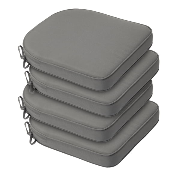 Aoodor Coussin de Chaise d'Extérieur W21 Pieds' x D21 Pieds', Coussins de Chaise en Polyester Résistants à la Décoloration avec Fermeture Éclair Invisible et Attaches Ajustables, Gris, Ensemble de 4
