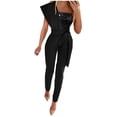 thumbnail image 2 of LSLJS Combinaison Sans Manches pour Femmes, Combinaison Décontractée Unie avec Ceinture, 2 of 8