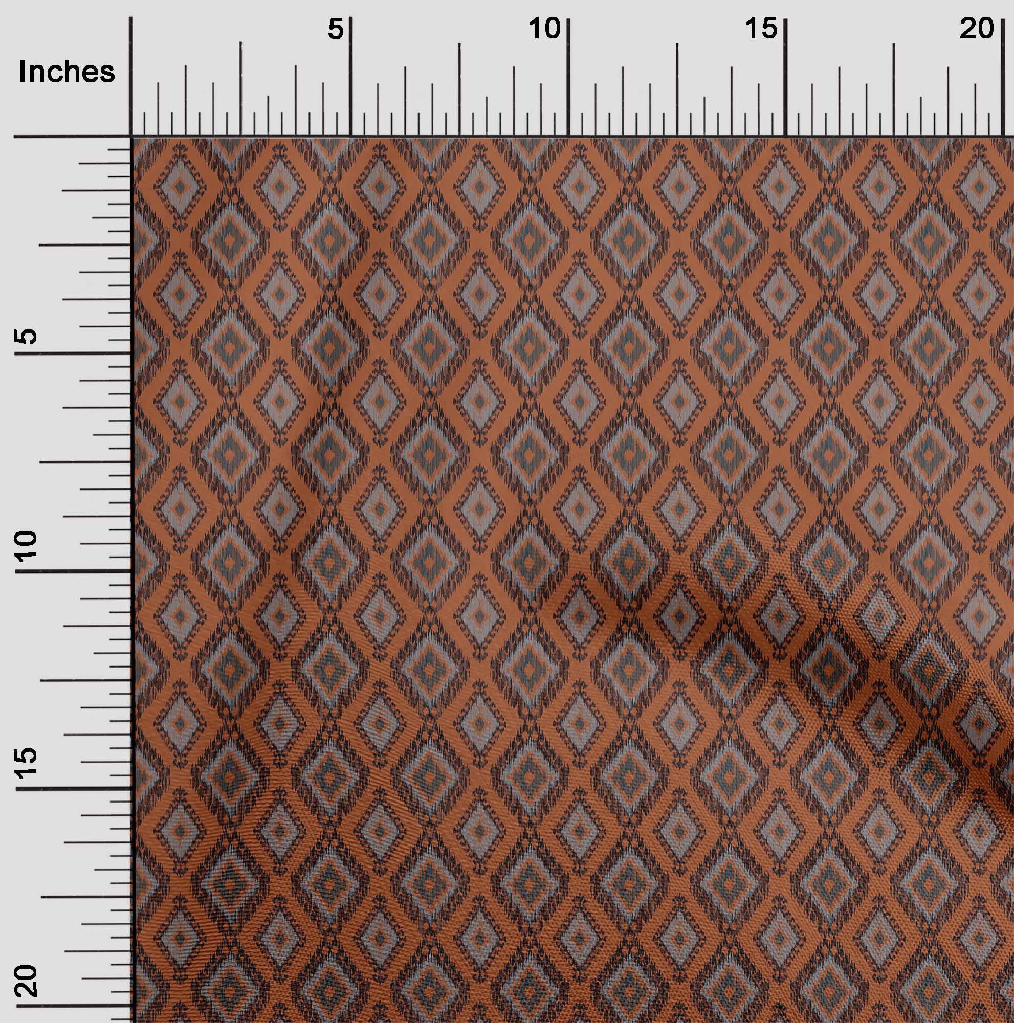 oneOone Cotton Silk Fabric Argyle Style Ikat Print Fabric BTY 42 Inch Wide