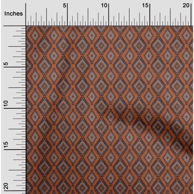 oneOone Cotton Silk Fabric Argyle Style Ikat Print Fabric BTY 42 Inch Wide