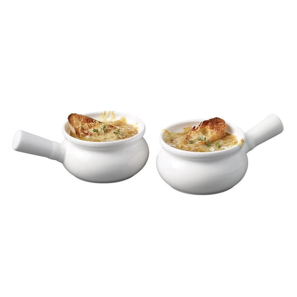 Starfrit Gourmet BISTRO Ensemble De 2 Bols Pour Soupe À L'oignon En Porcelaine, Résistants À La Chaleur, Micro-ondes Et Lave-Vaisselle, Capacité 300 ml, Résistants Aux Égratignures Et Taches