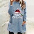 thumbnail image 1 of Qertyioot Hauts Grande Taille pour Femmes, Blouse de Noël Col Rond et Hiver Ample avec Poche Imprimée Manches Longues, 1 of 4